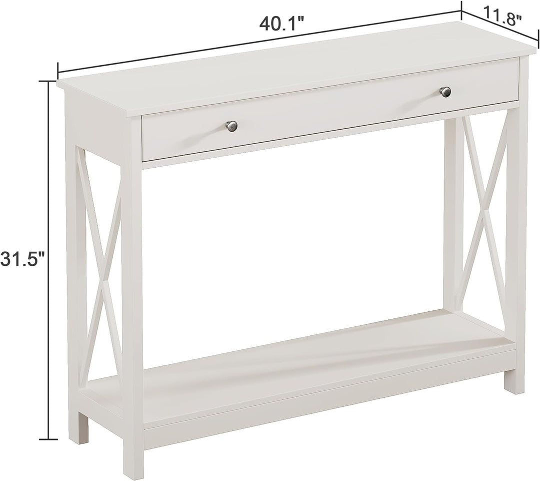 Oxford Design Console Table, White Foyer Table