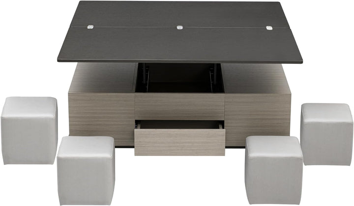 Versatile Lift-Top Coffee Table, Convertible to Dining, Dark Grey