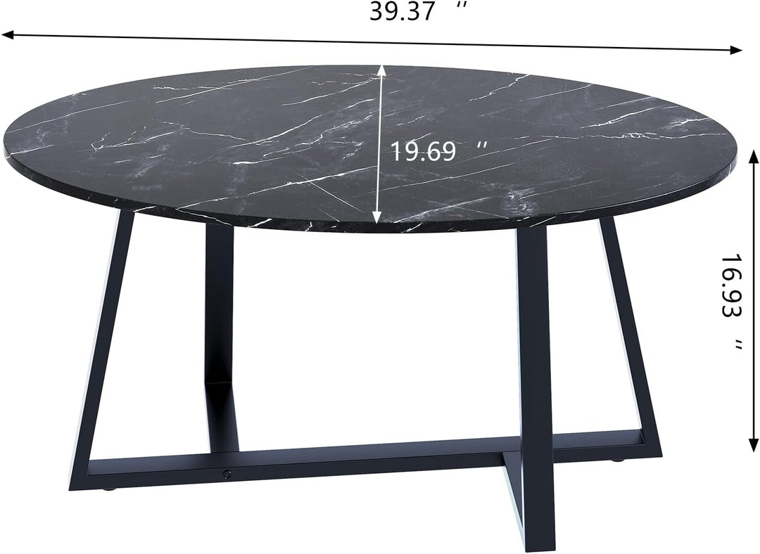 Faux Black Marble Oval Coffee Table, Wooden Gold Elliptic Modern Side End Table