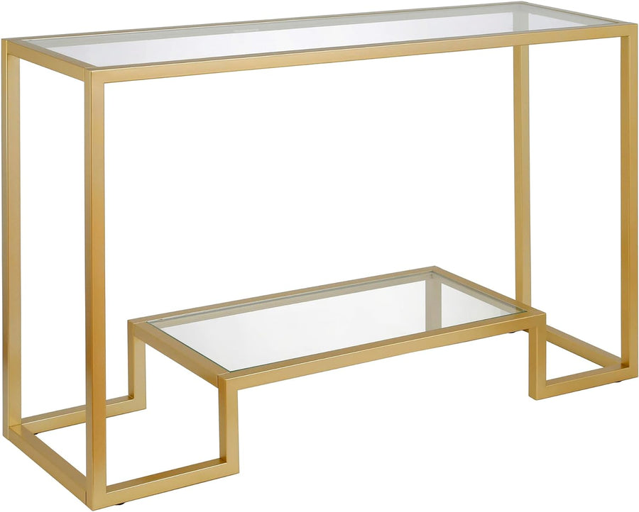 Rectangular Console Table, 47.75" Wide, Brass Finish