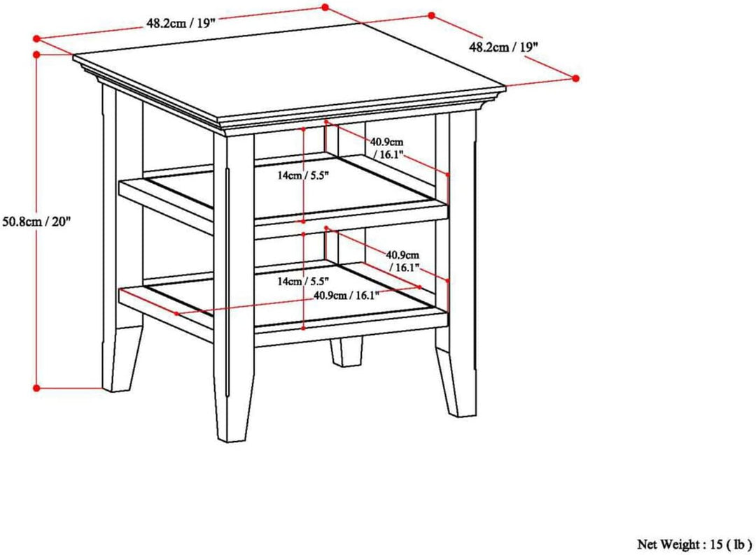 Acadian 19" Wide Square End Table Warm Walnut Brown