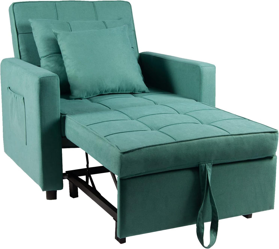 3-in-1 Convertible Chair Bed, Lounger (Green)