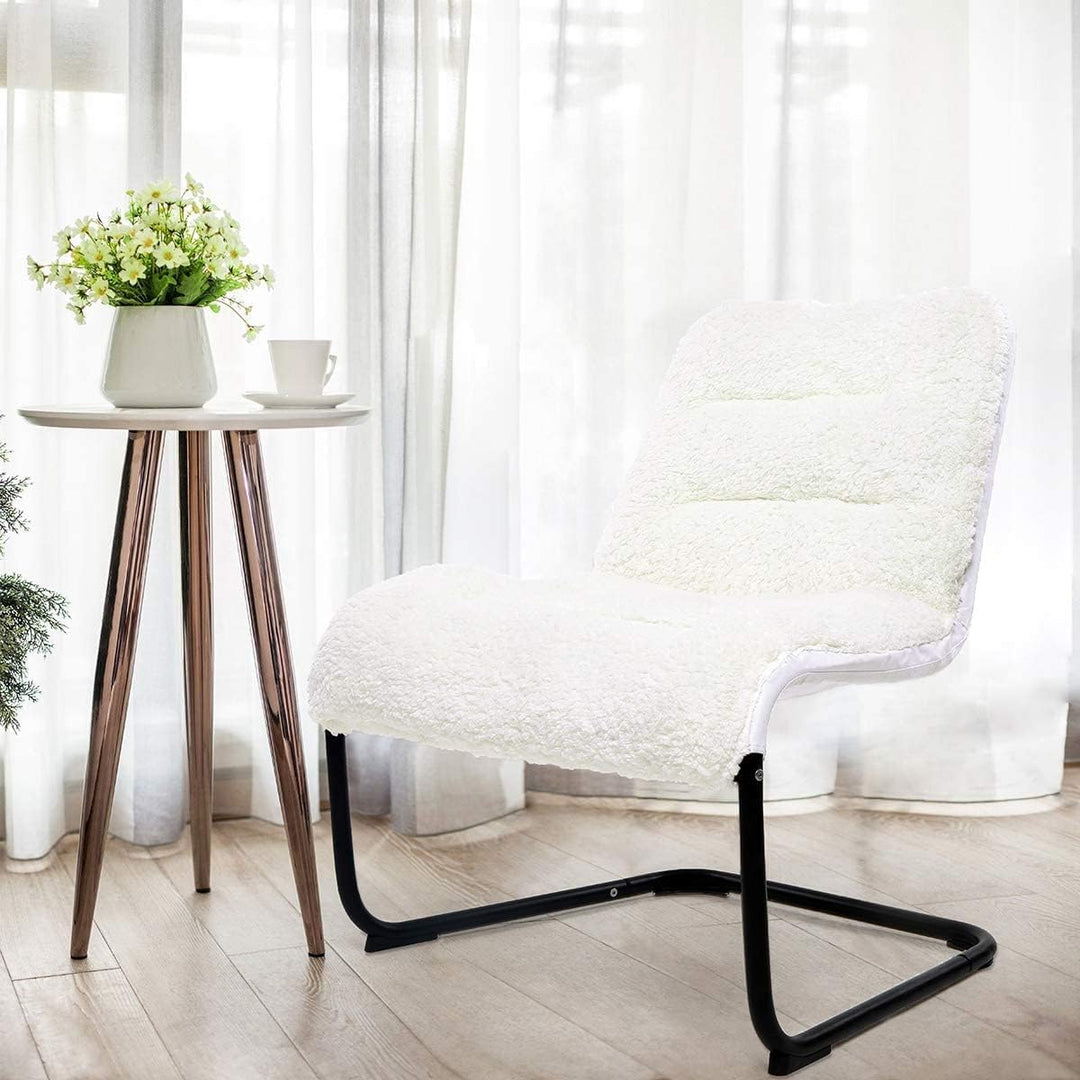 Upholstered Metal-Framed Lounge Chair, White