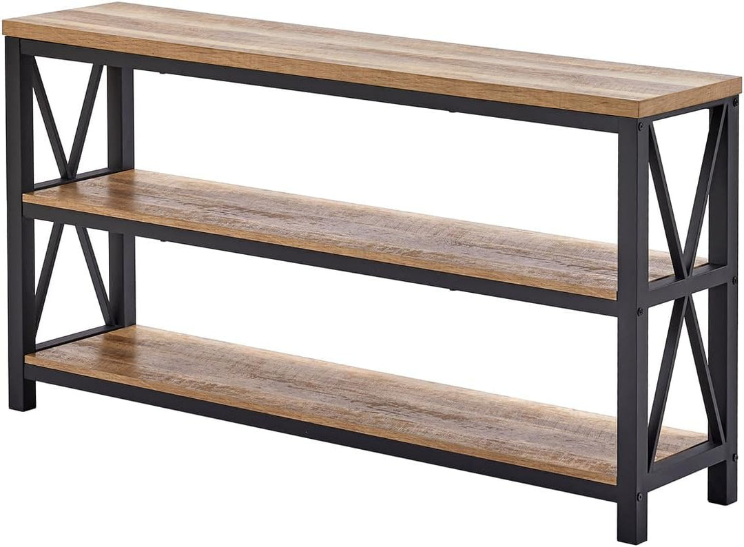 Industrial Console Table, Rustic Oak