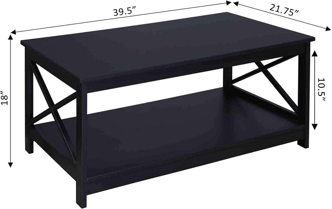 Convenience Concepts Oxford Coffee Table with Shelf, Black