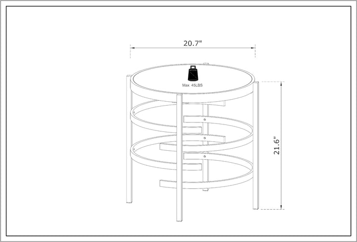 Sintered Stone Round Coffee Table Set, Modern Gold Circle Coffee Table, Gold-3pcs