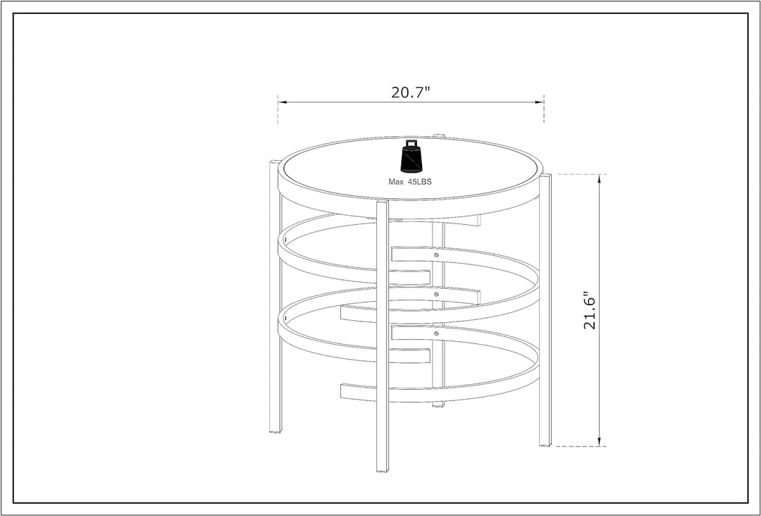 Modern Round Accent Table with Sintered Stone Top, Silver5