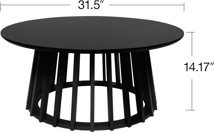 35" Black Round Coffee Table, Modern Nesting Coffee Table Set of 2, Black