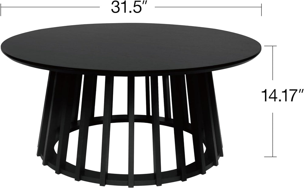 35" Black Round Coffee Table, Modern Nesting Set, 2 Sets, Black