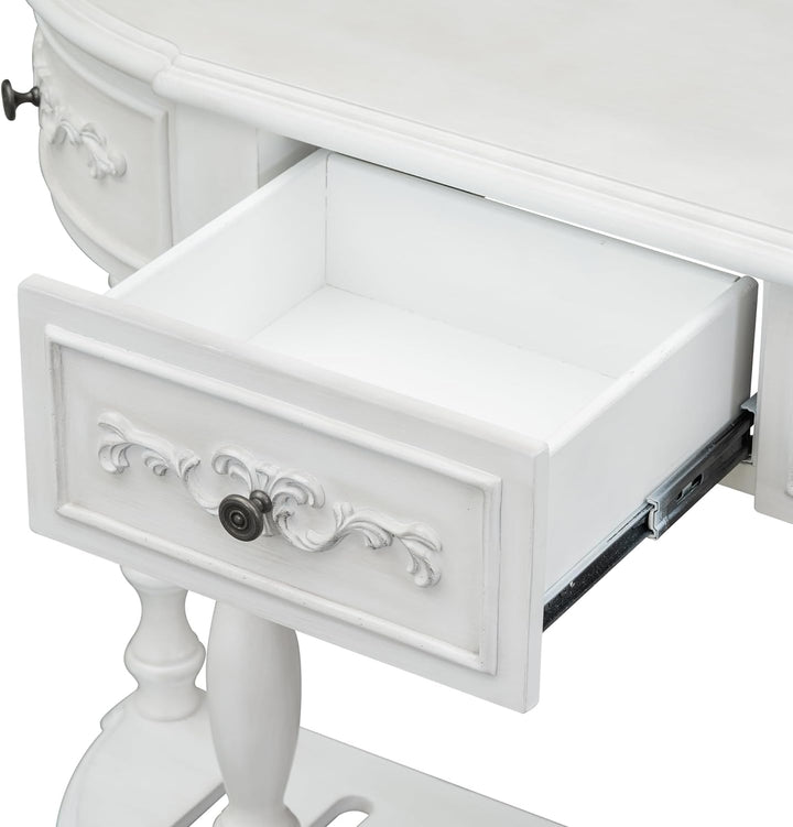 Retro Half Moon Entryway Table, Antique White