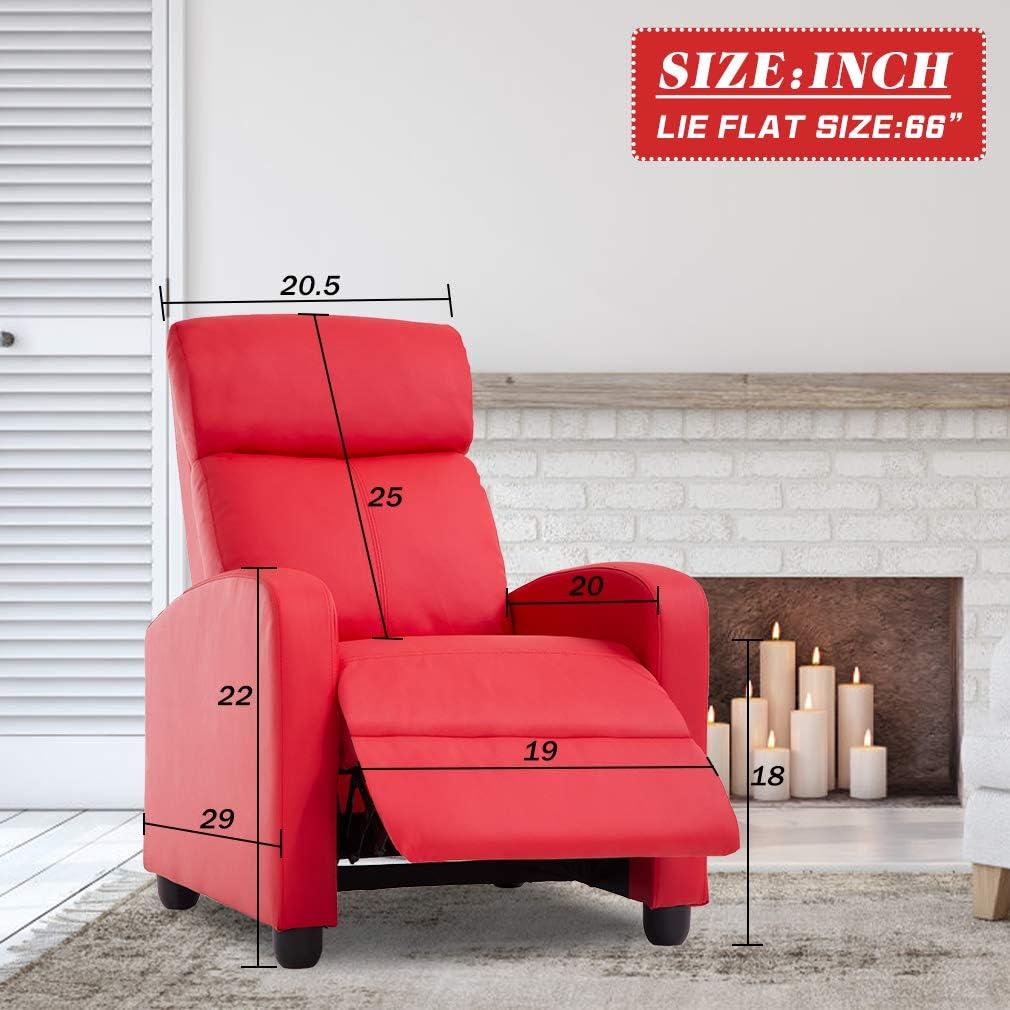 Recliner Chair for Living Room Massage Recliner Sofa(Red)