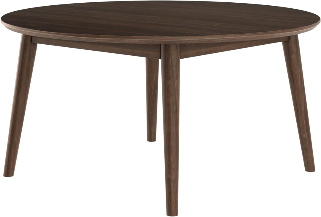 Plank Beam Mid Century Modern Coffee Table, Round Wood Center Table, Walnut