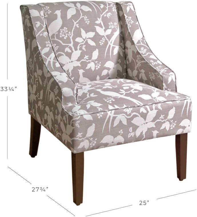 Velvet Swoop Arm Chairs, Grey Floral Tree