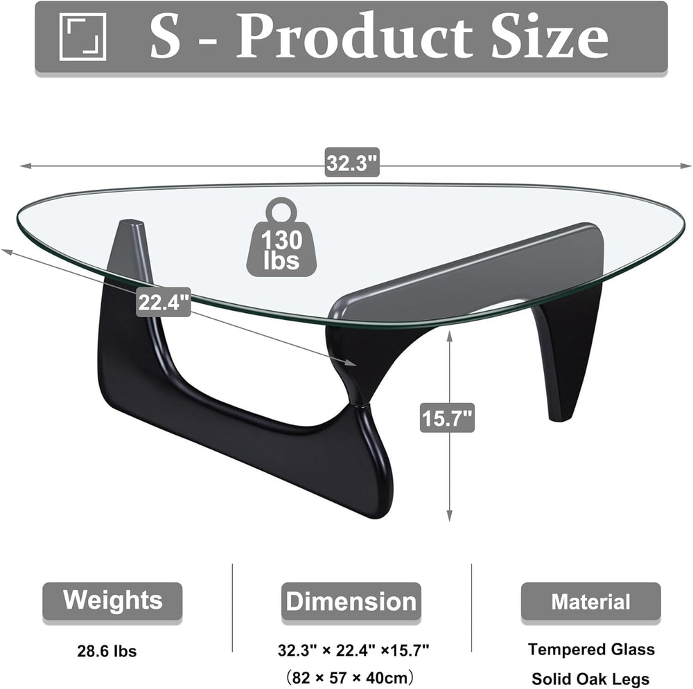 Coffee Table with Solid Wood Base, Minimalist Modern Design