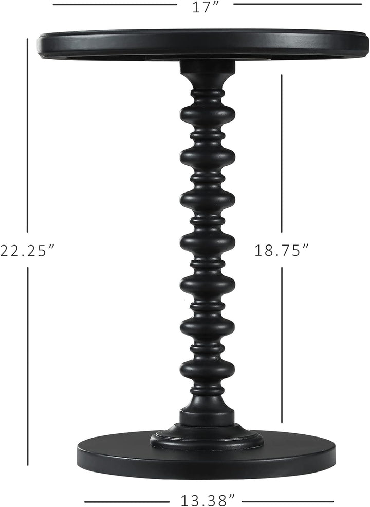 Furniture Round Spindle Table, Black 17x22.25x17