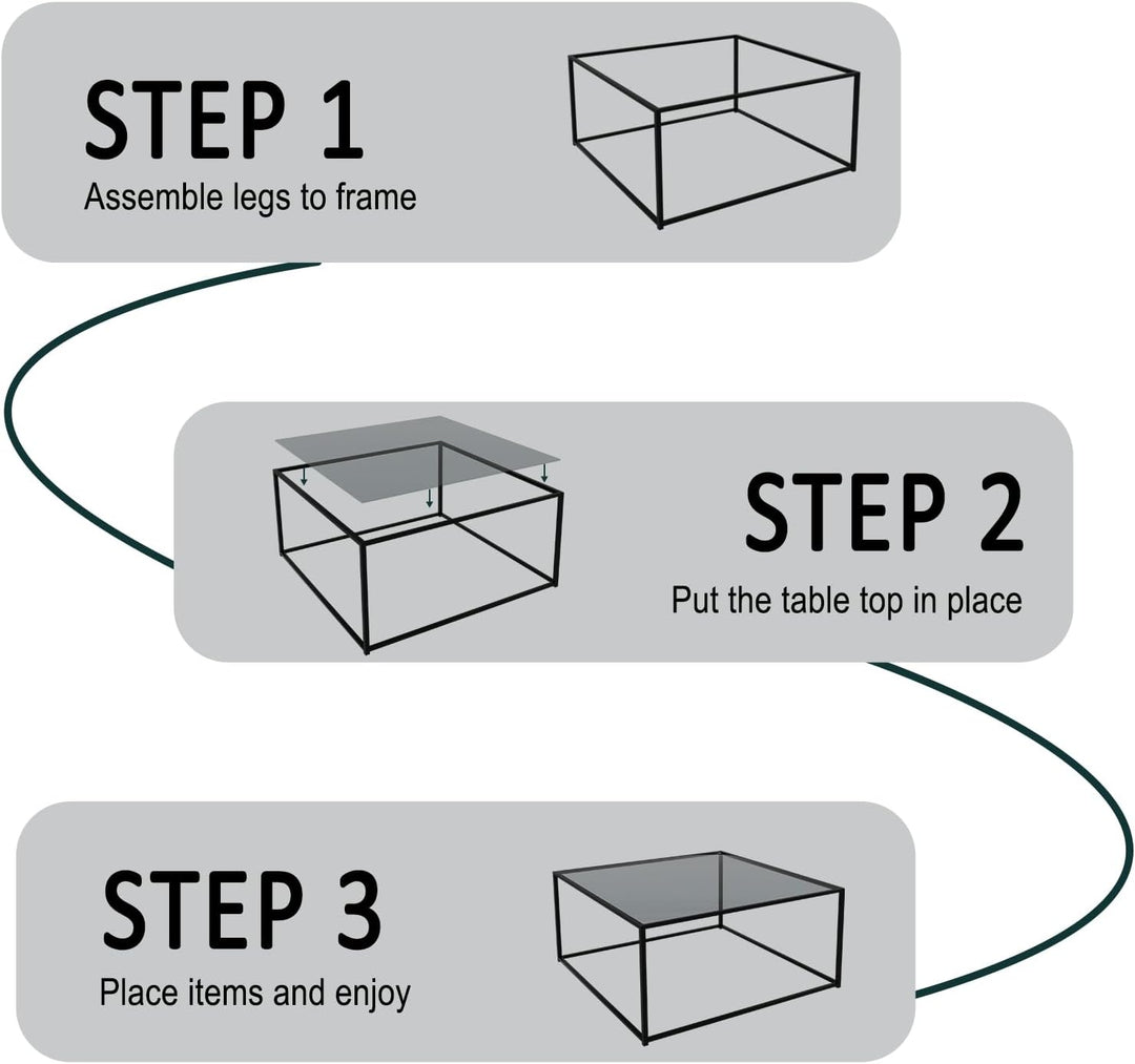 Glass Coffee Tables for Living Room, Square Modern Center Table