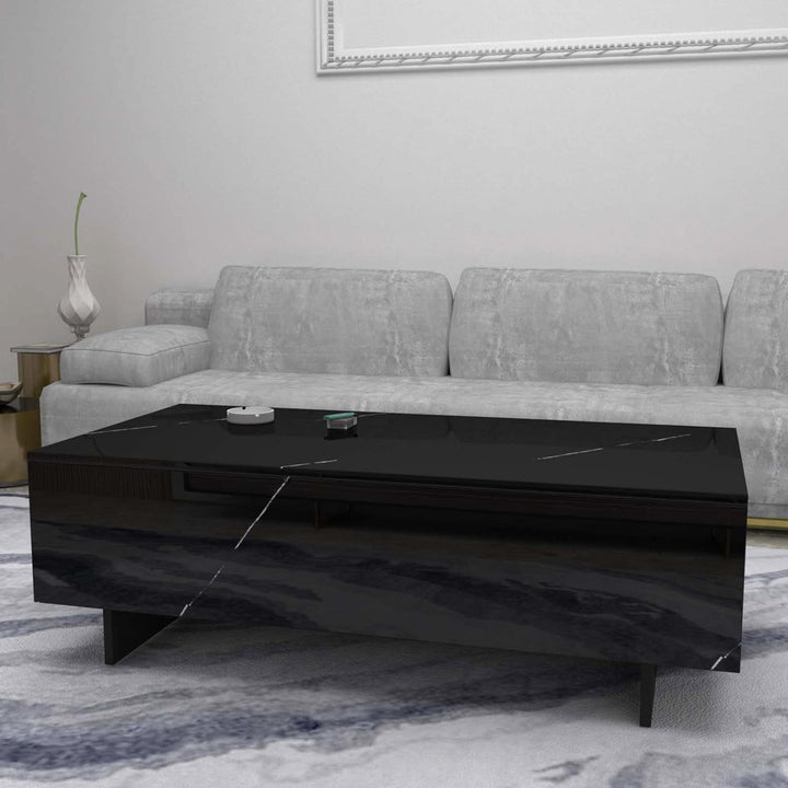 Elegant Marble Rectangle Coffee Table, Black