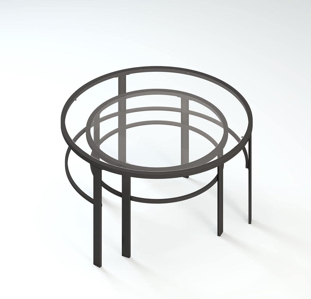 Henn&Hart Round Nested Coffee Table, Blackened Bronze