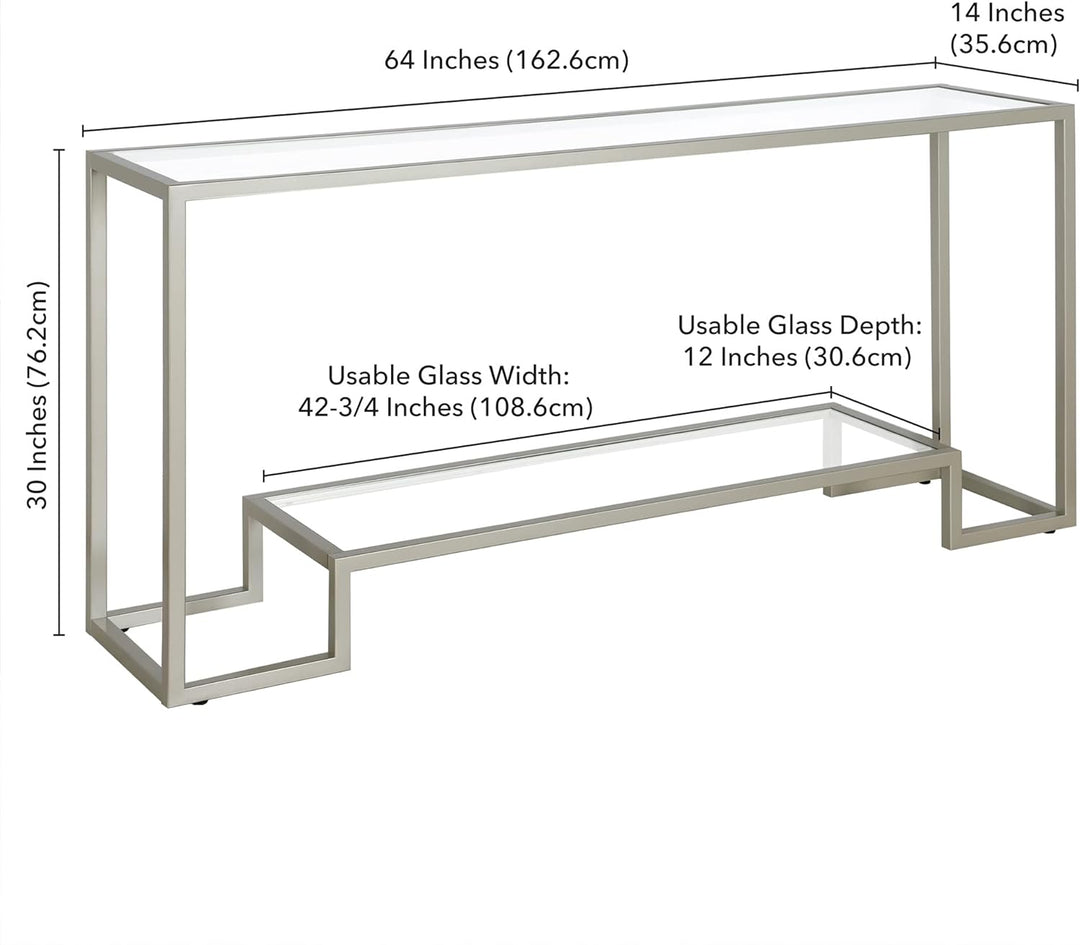 Rectangular Console Table, Entryway Accent Furniture, Satin Nickel