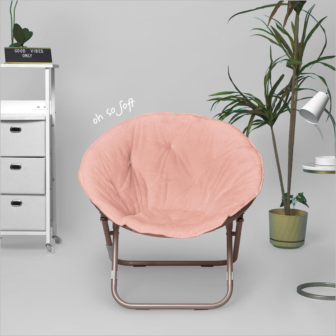 Urban Faux Fur Saucer Chair, Metal Frame, Blush