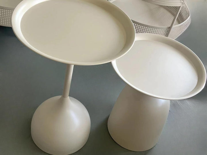 Versatile Beige Nesting Side Tables, Modern Round End Table Set