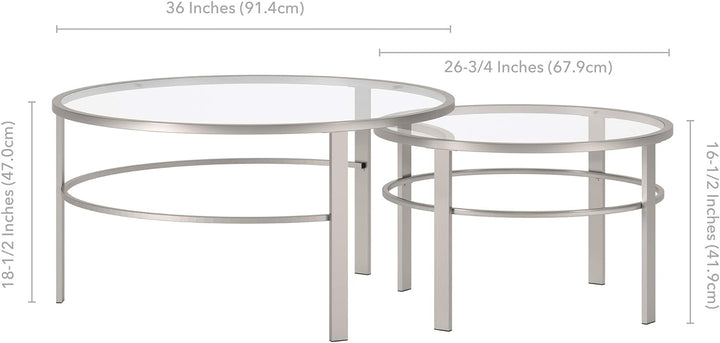 Nested Coffee Table in Satin Nickel, Modern Design