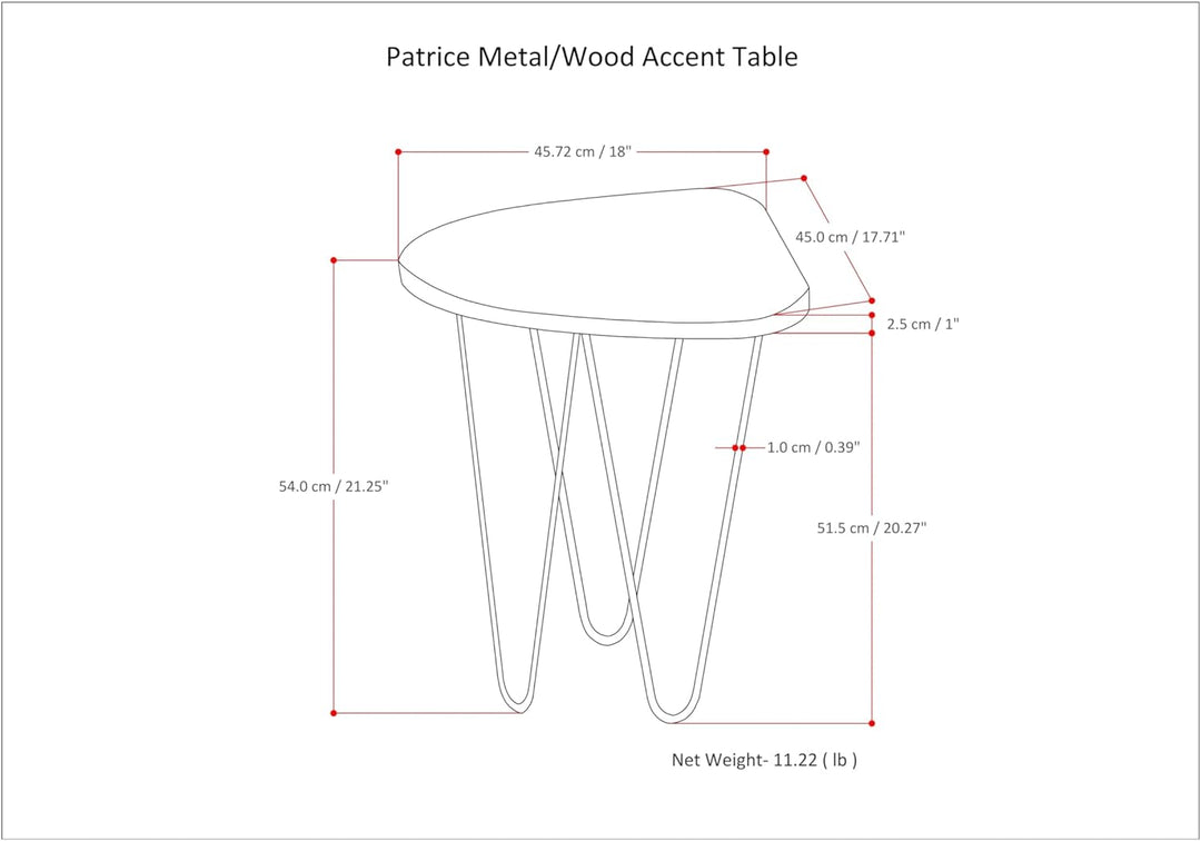 Patrice Mid Century Modern 18" Accent Side Table