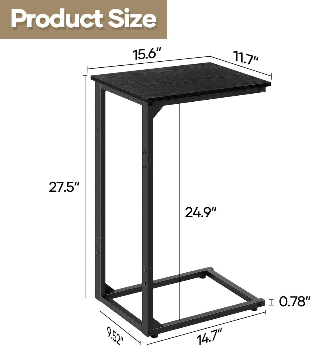 C Shaped End Table Set of 2, Sofa Snack Side Table