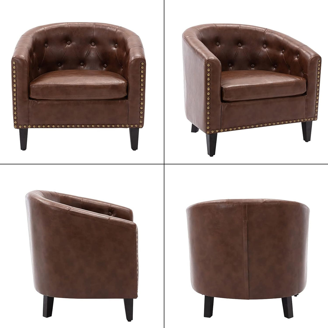 Armchair Barrel Club Chair,Modern PU Leather Accent