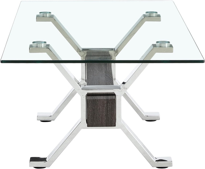 Pvillez Modern Glass Coffee Table, Rectangular Center Table