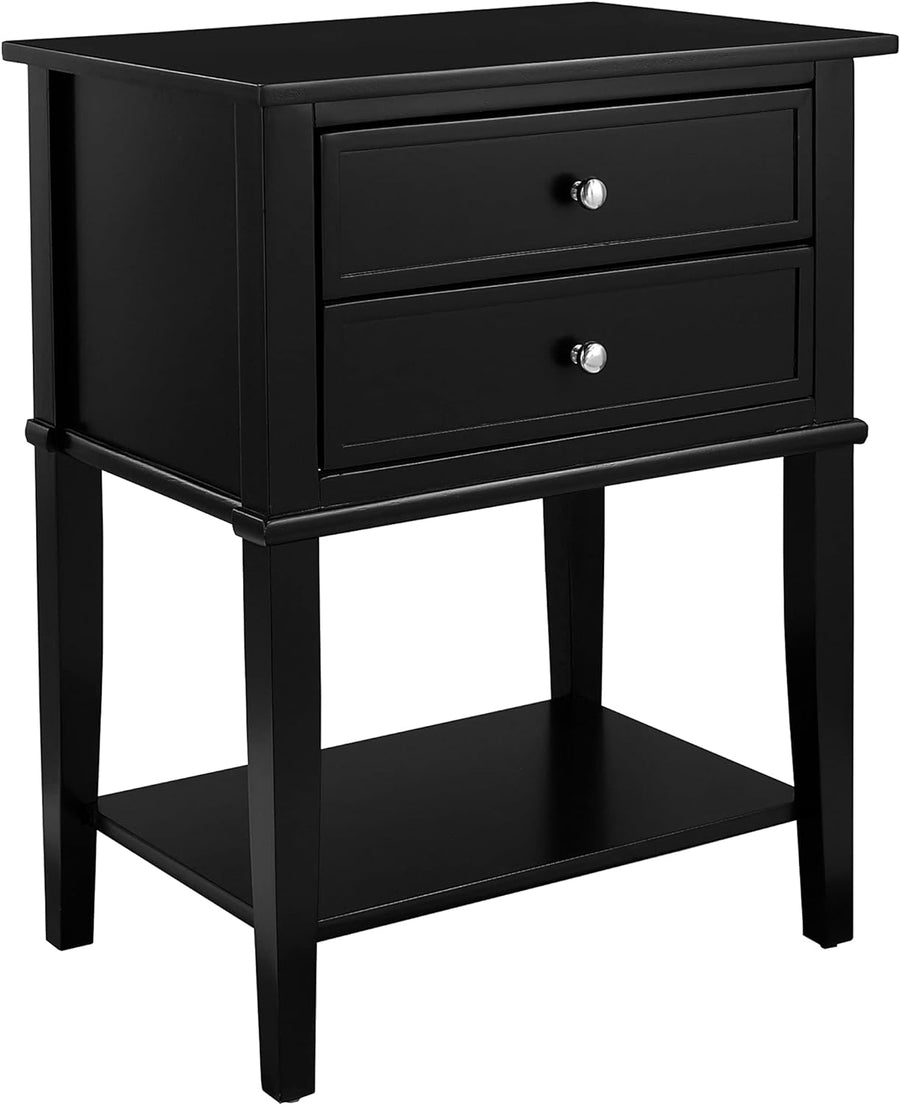 Franklin Accent Table, 2 Drawers, Black