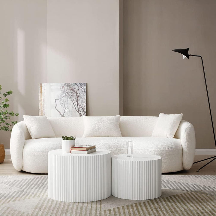 Elegant Contemporary Round Coffee Table Set, White