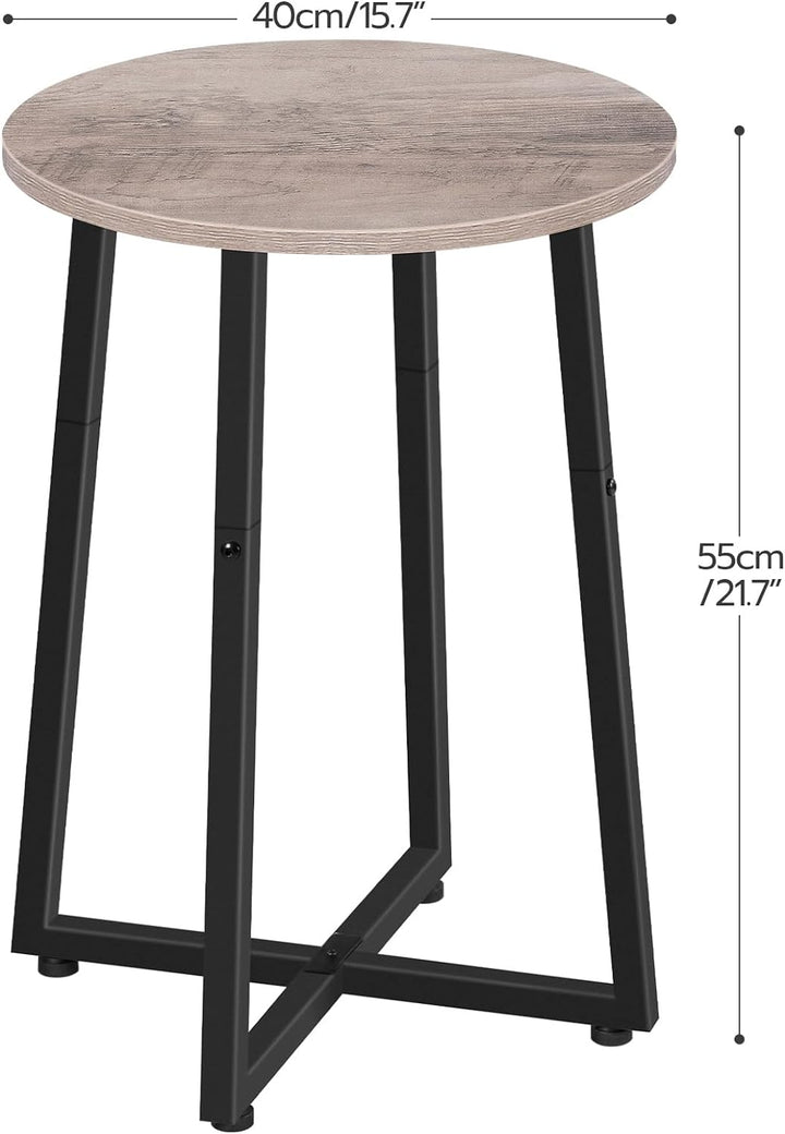 Round Side Table, 15.7" Nightstand, Greige & Black BG95BZ01