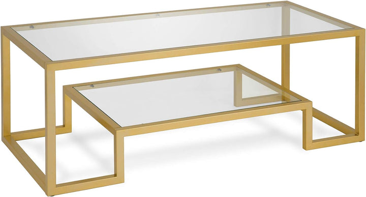 Rectangular Coffee Table, 45-inch Wide, Modern Design, Brass