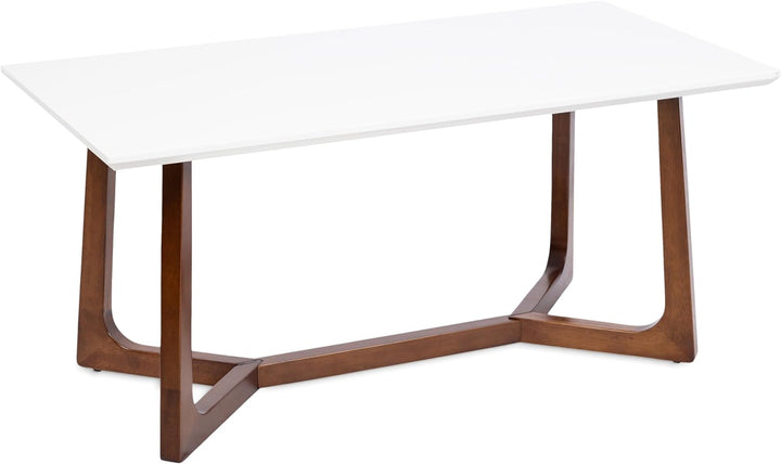 Kate and Laurel Olivant Mid-Century Modern Coffee Table, White/Walnut Brown