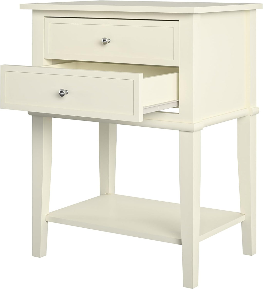 Franklin Accent Table, 2 Drawers, Soft White