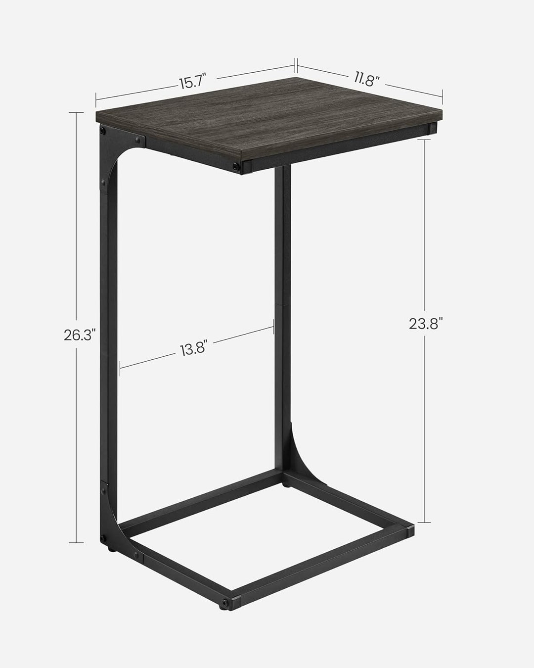 C-Shaped End Table, Sofa Side Table, Oak