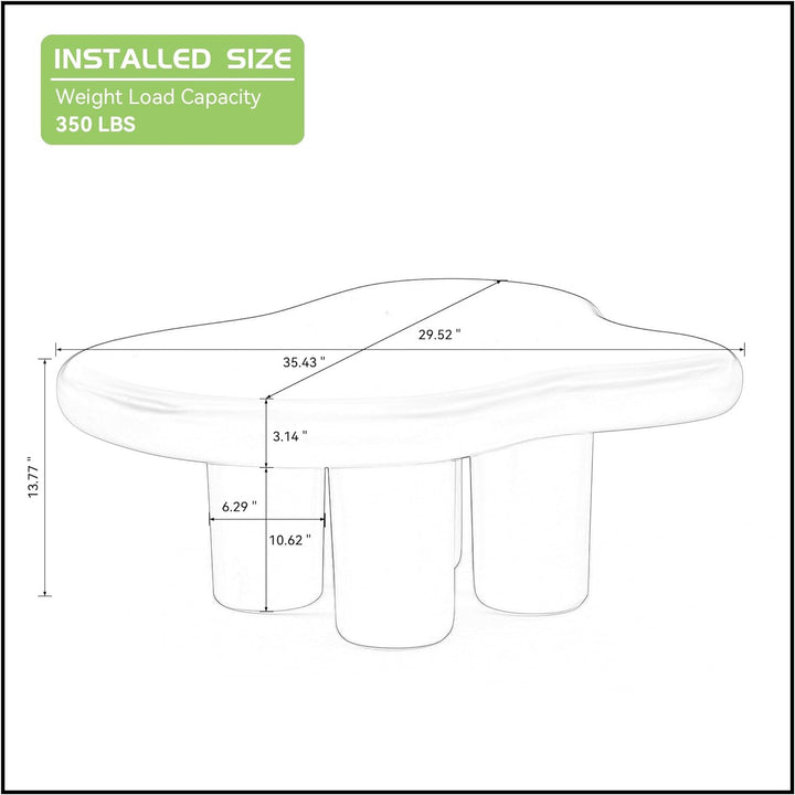 Cloud Coffee Table, Cute Coffee Table, White Modern Tea Table, 35.4''-white