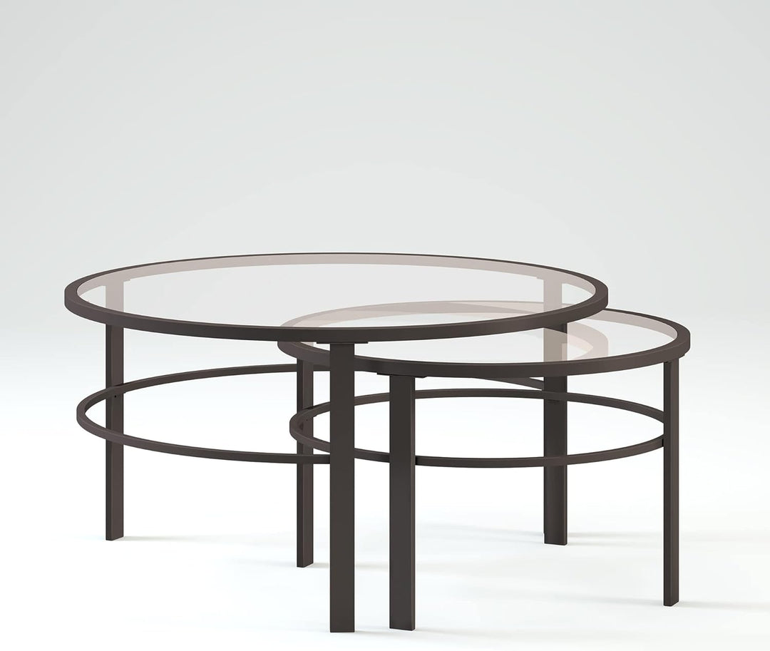 Henn&Hart Round Nested Coffee Table, Blackened Bronze