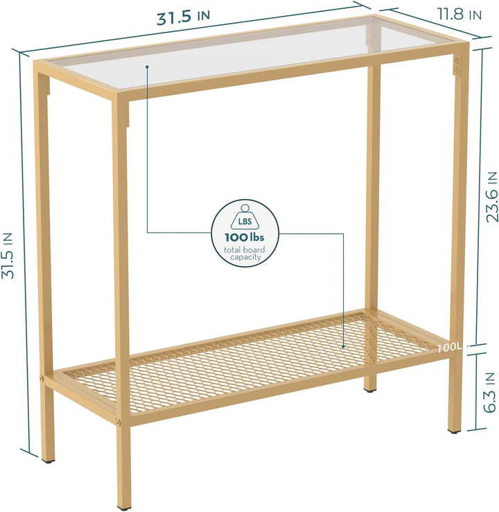 Gold Console Table Small Glass Entryway Table