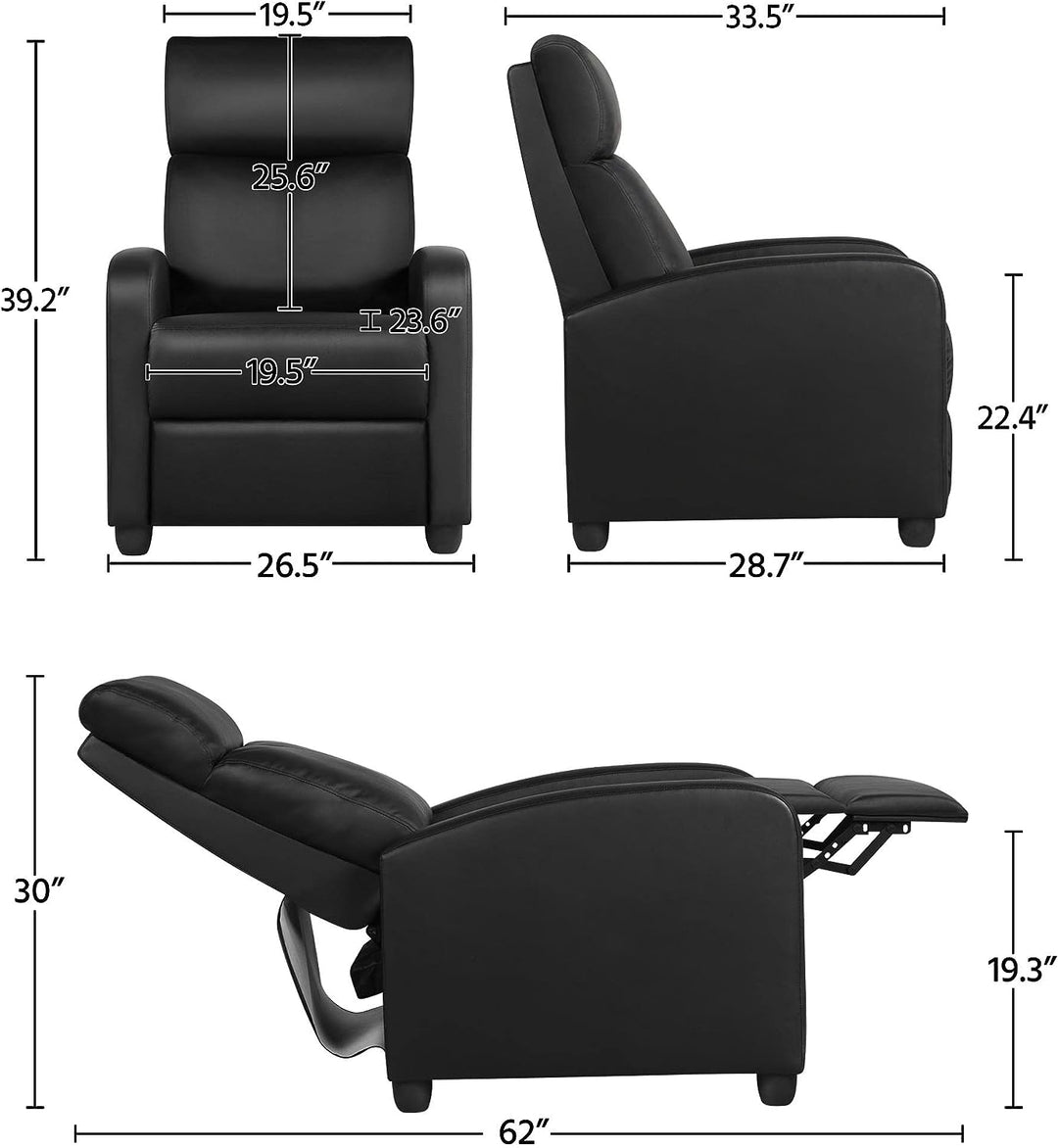 PU Leather Recliner Sofa Home Theater Seating