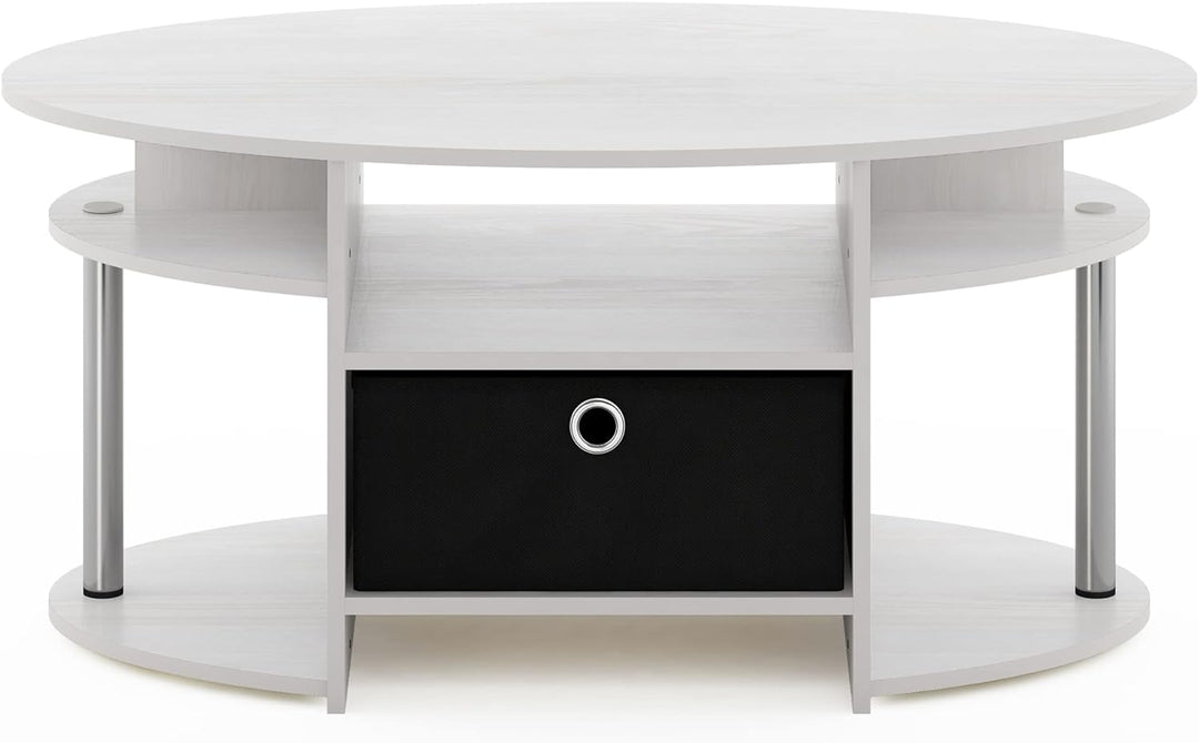 Furinno Jaya Simple Design Oval Coffee Table with Storage Bin