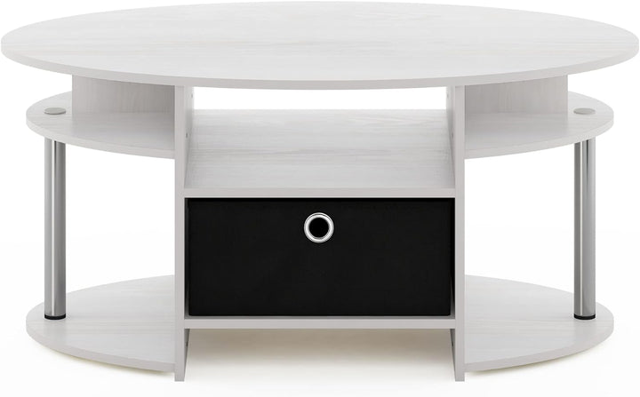 Furinno Jaya Simple Design Oval Coffee Table with Storage Bin