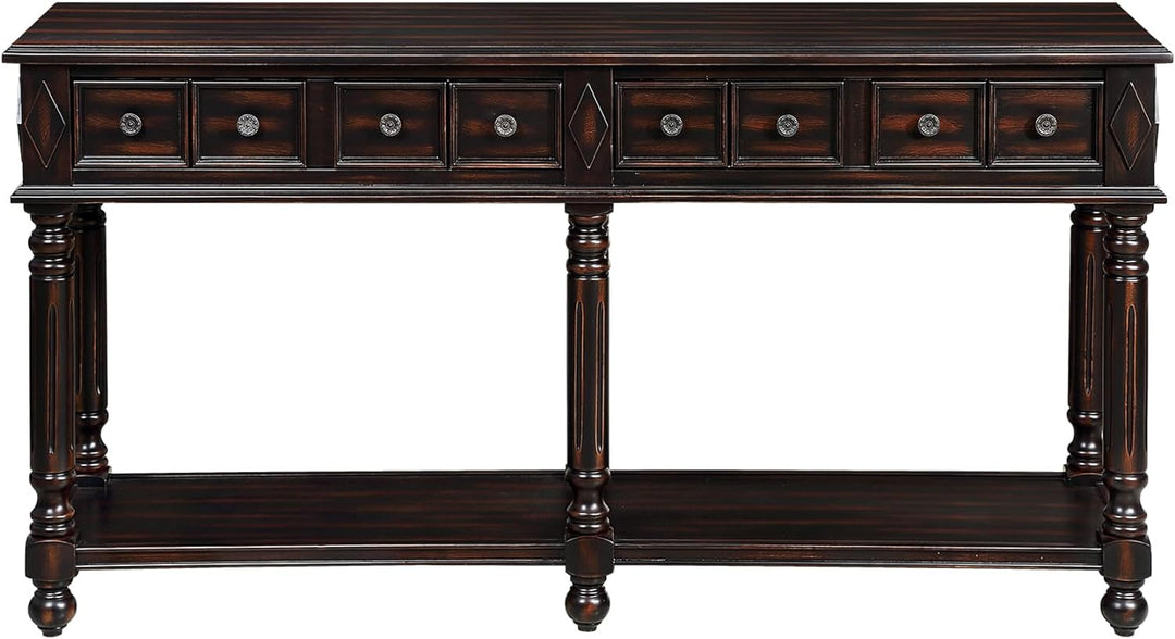 58" Solid Wood Console Sofa Storage Cabinet