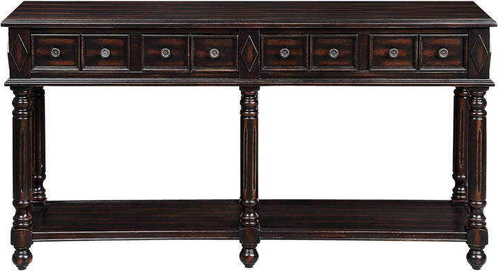 58" Solid Wood Console Sofa Storage Cabinet