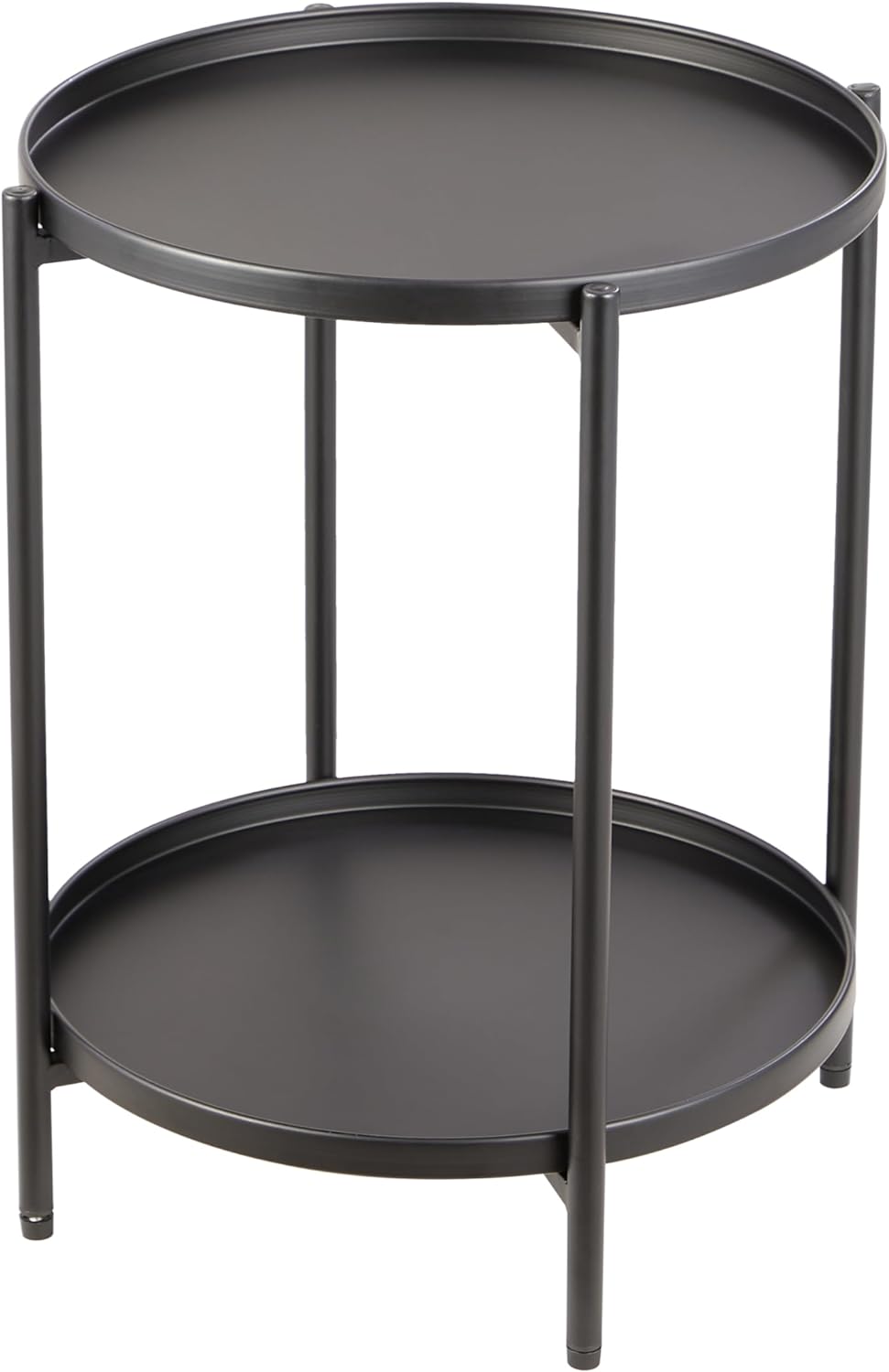 2 Tier Round Metal Side Table, Tiered End Tables