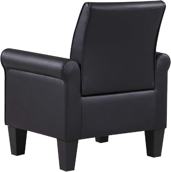 Modern Faux Leather Accent Chair Black