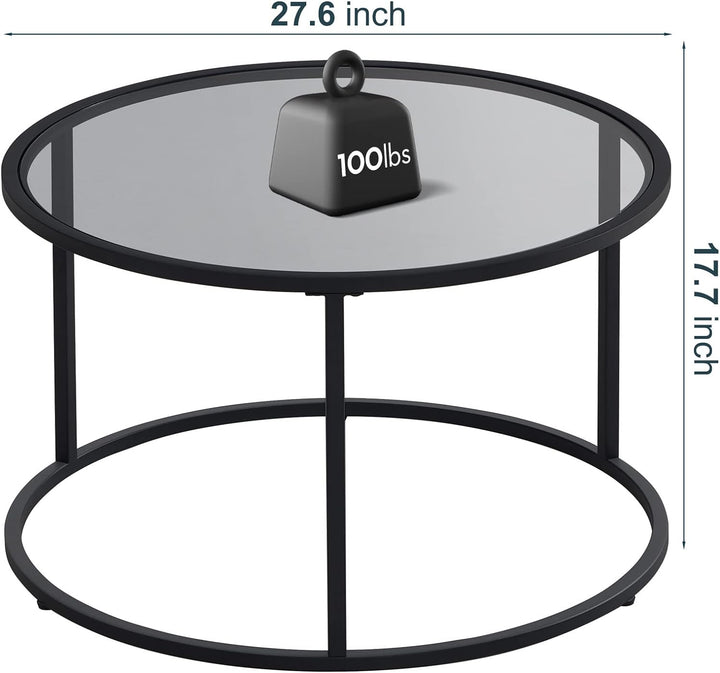 Stylish Round Glass Coffee Table for Small Spaces, Modern