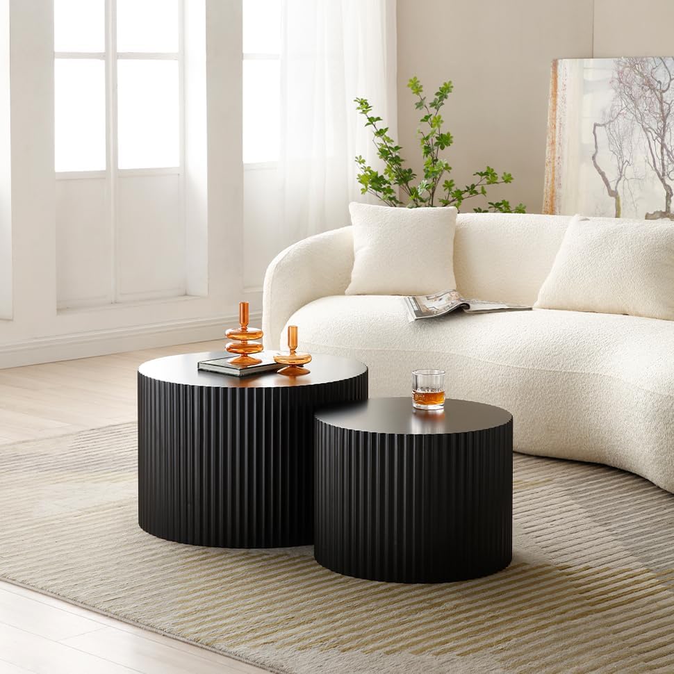 Stylish Nesting Coffee Table Set, 23.62" Black