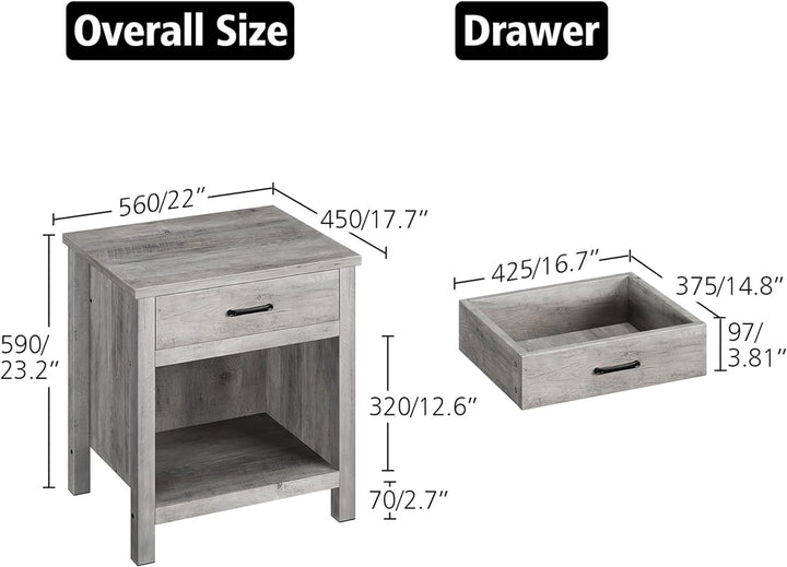 Farmhouse Nightstand Grey 2 Pack End Side Tables